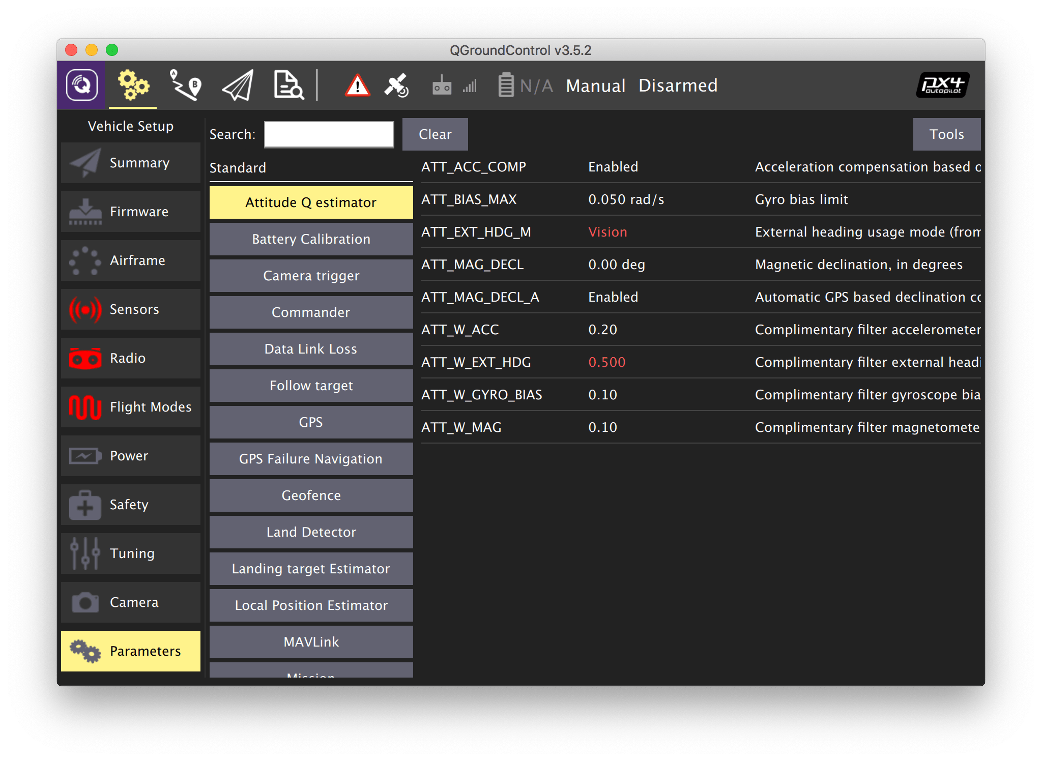 QGroundControl parameters